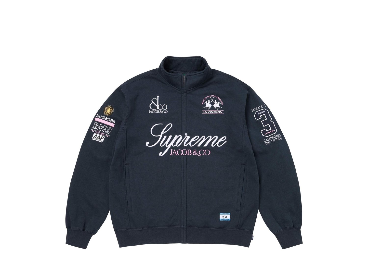 Supreme La Martina Zip Up Sweatshirt Navy - Navy - 1