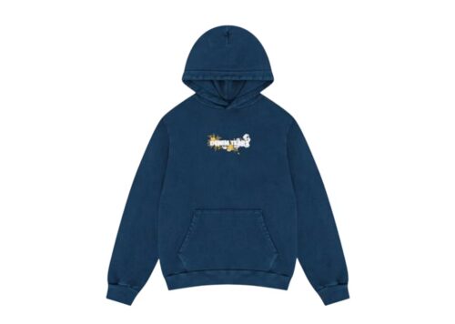 Denim Tears Floral Embroidered Logo Hoodie Navy - Navy - 1
