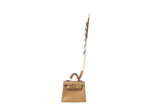 Hermes Metallic Chevre Chamkilight Mini Kelly Twilly Bag Charm Dore - - 1