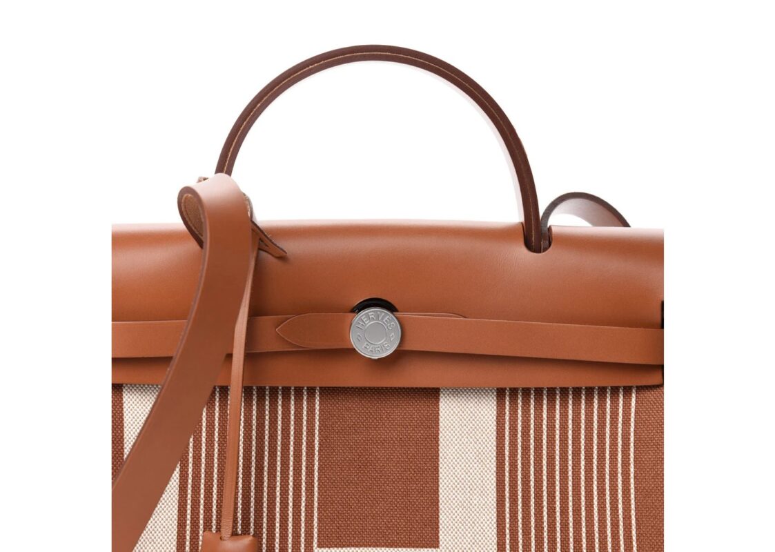 Hermes Vache Hunter Toile H Vibration Herbag Zip Retourne 31 PM Fauve Ecru Beige 3