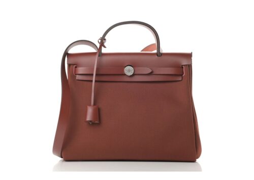 Hermes Vache Hunter Toile Herbag Zip 31 PM Rouge H - - 1