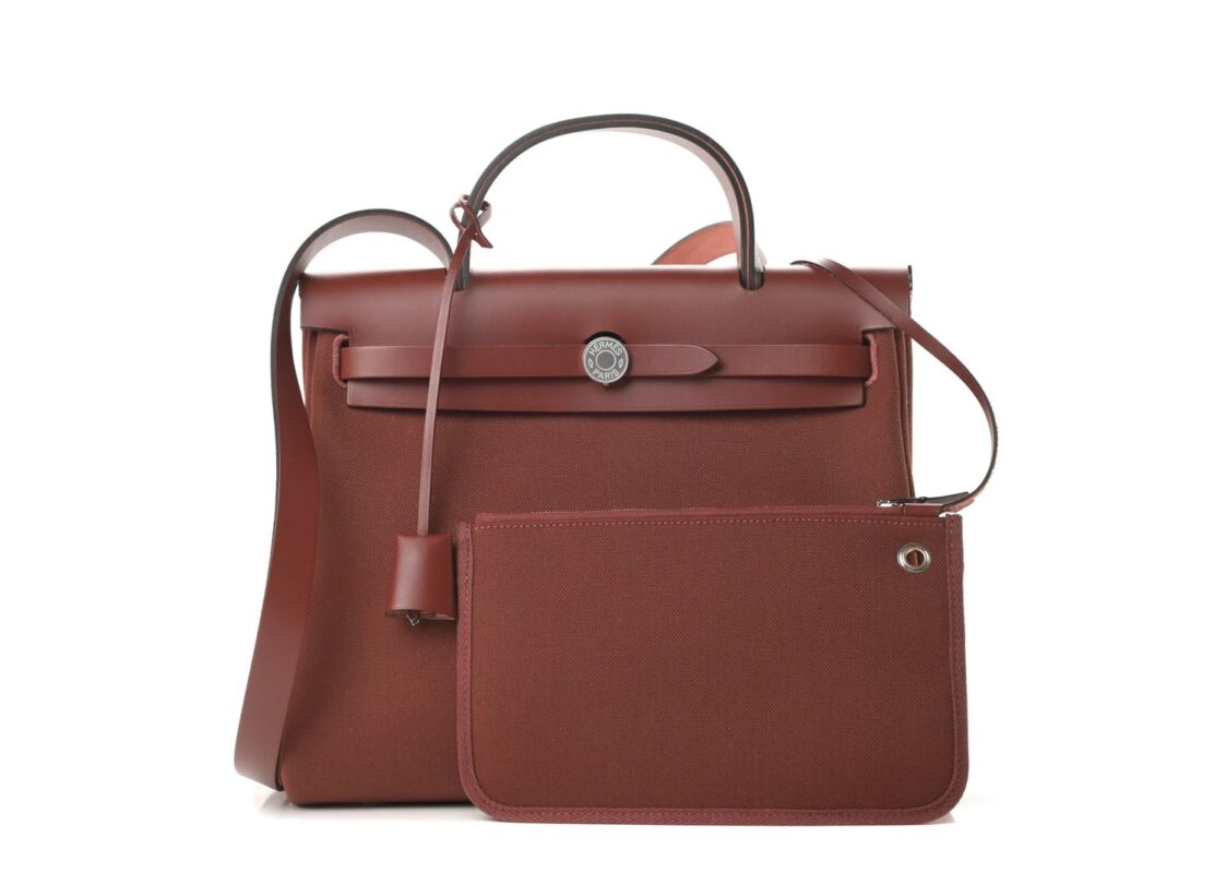 Hermes Vache Hunter Toile Herbag Zip 31 PM Rouge H 2