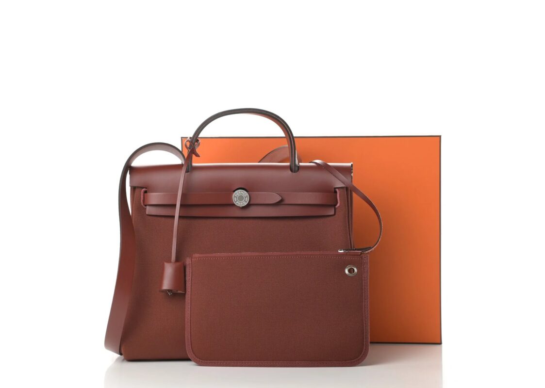 Hermes Vache Hunter Toile Herbag Zip 31 PM Rouge H 5