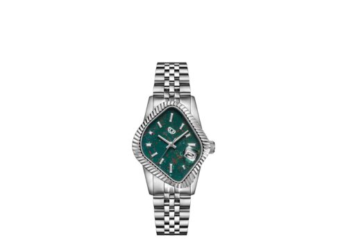 LAARVEE WATCH PEA003-SBLDS - SILVER PRECISION STEEL: FLUTED BEZEL & NATURAL BLOODSTONE DIAL - 1