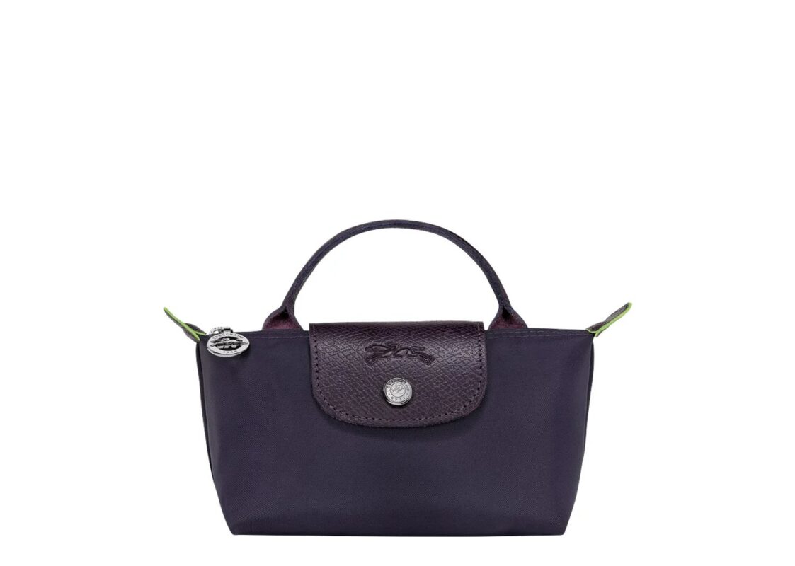 Longchamp Le Pliage Green Pouch With Handle Bilberry