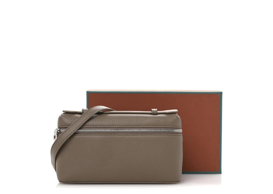 Loro Piana Grained Calfskin L19 Extra Pocket Pouch Warm Mastic 4