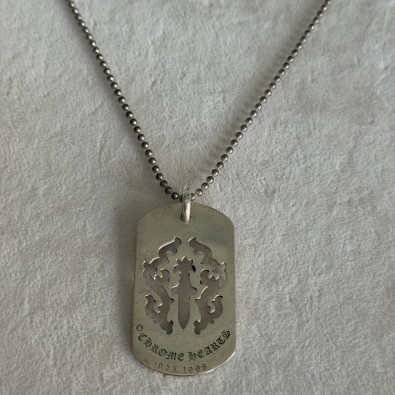 Chrome Hearts Cut Out Cross Dog-Tag Pendant 925 Silver 2