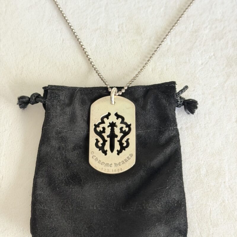 Chrome Hearts Cut Out Cross Dog-Tag Pendant 925 Silver 4