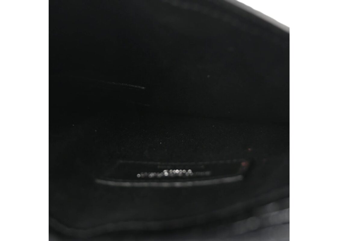 Saint Laurent Calfskin Crocodile Embossed Monogram Small Uptown Pouch Black 4