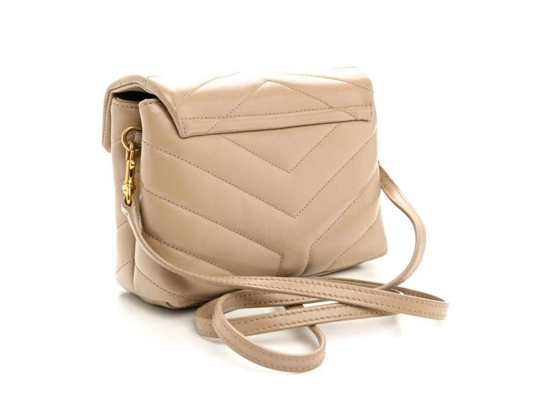 Saint Laurent Calfskin Y Quilted Monogram Toy Loulou Crossbody Bag Dark Beige 3