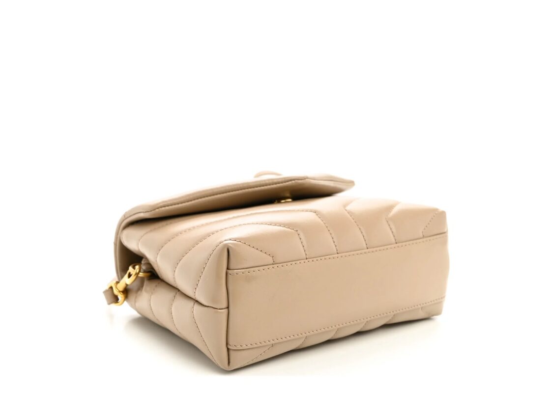 Saint Laurent Calfskin Y Quilted Monogram Toy Loulou Crossbody Bag Dark Beige 4