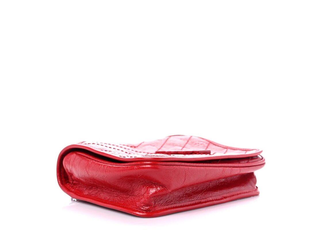 Saint Laurent Crinkled Calfskin Matelasse Monogram Niki Chain Wallet Red 3