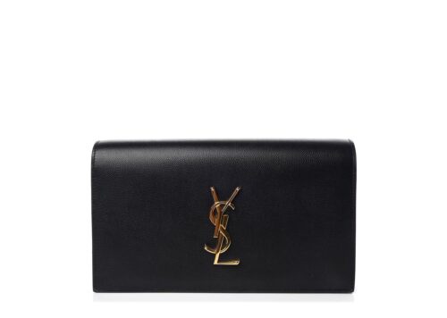Saint Laurent Grain De Poudre Classic Monogram Kate Clutch Black - - 1