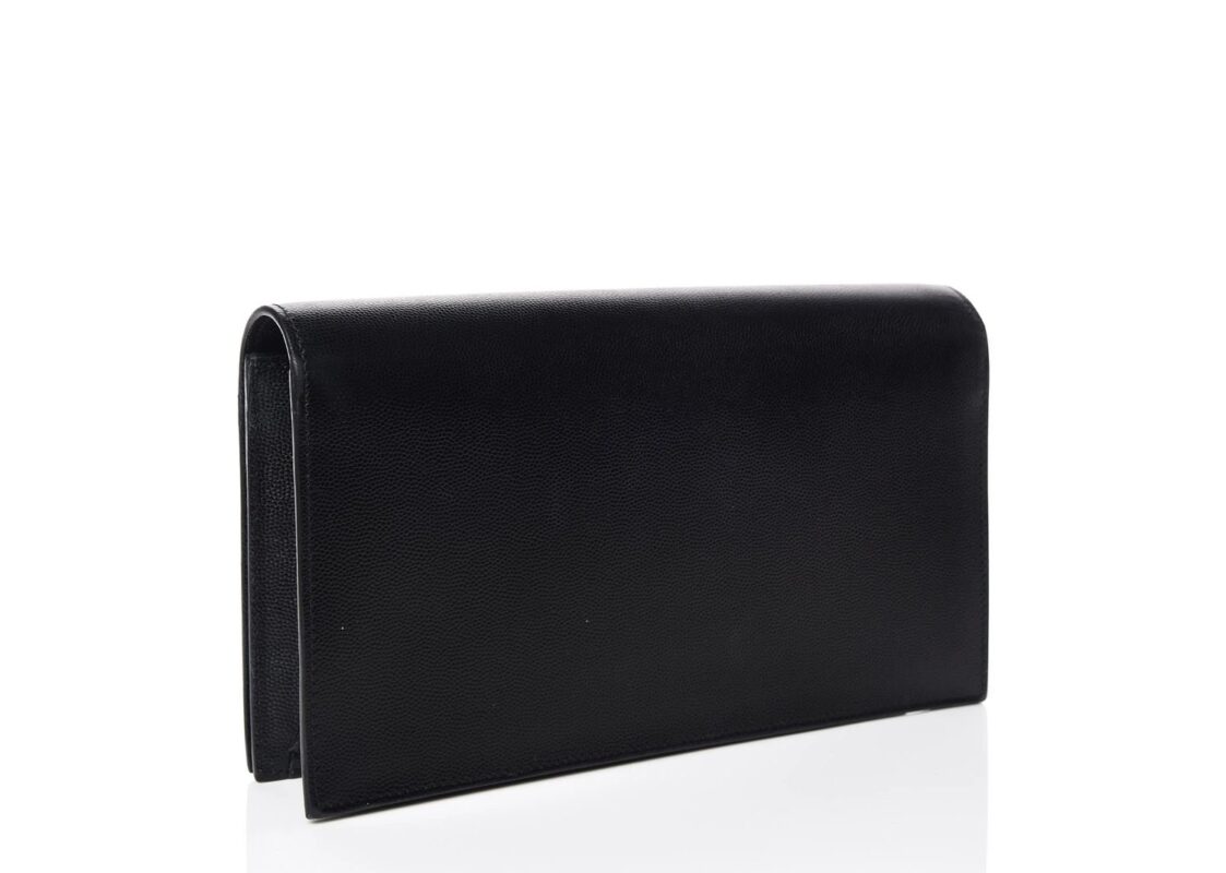 Saint Laurent Grain De Poudre Classic Monogram Kate Clutch Black 2