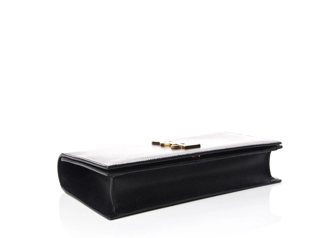 Saint Laurent Grain De Poudre Classic Monogram Kate Clutch Black 3