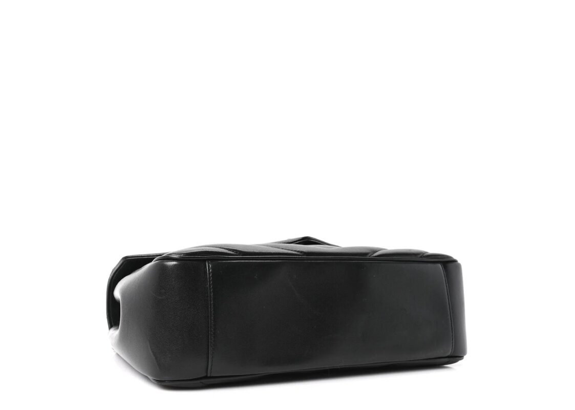 Saint Laurent Lambskin Chevron Quilted Large LouLou Black 5