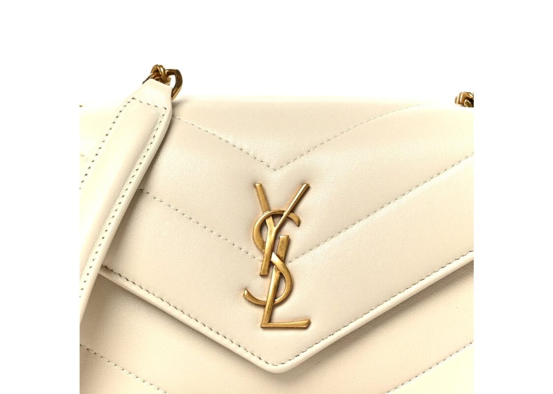 Saint Laurent Lambskin Chevron Quilted Mini LouLou Crema Soft 2