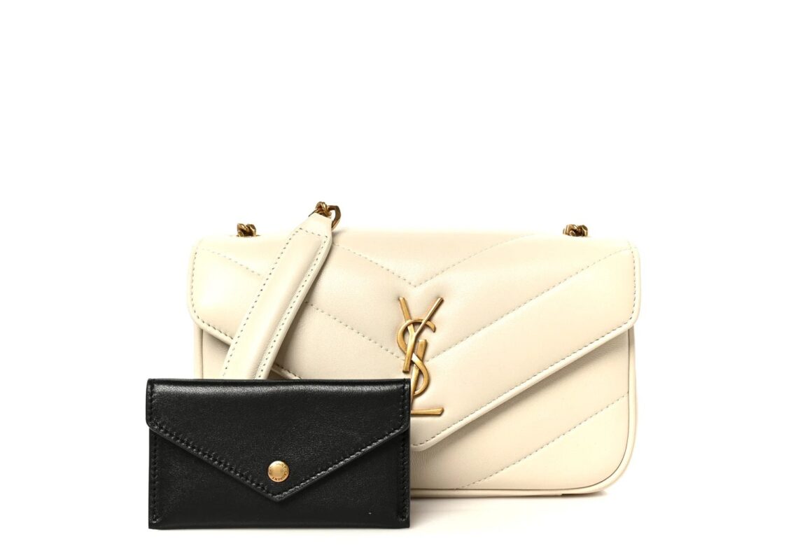 Saint Laurent Lambskin Chevron Quilted Mini LouLou Crema Soft 3