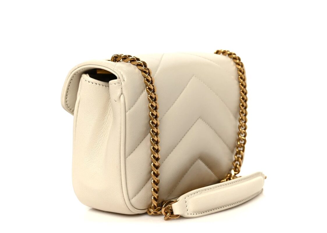 Saint Laurent Lambskin Chevron Quilted Mini LouLou Crema Soft 4
