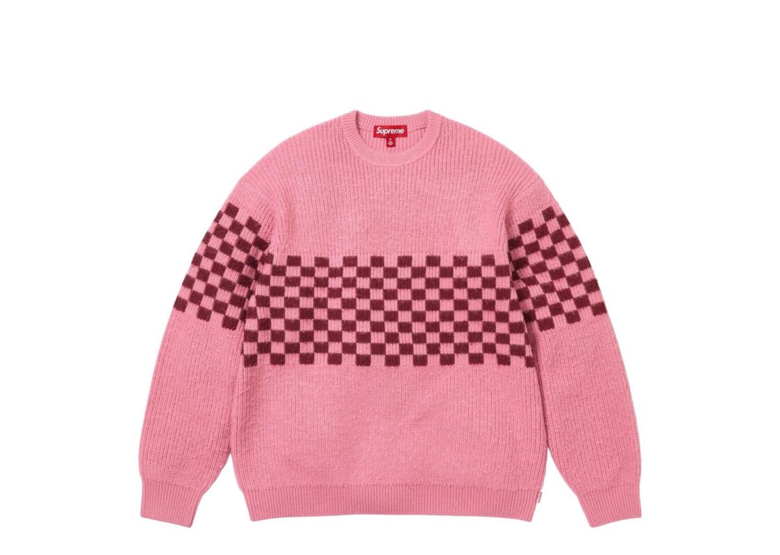 Supreme Checkerboard Pilled Sweater Pink