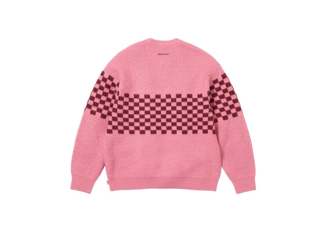 Supreme Checkerboard Pilled Sweater Pink 2