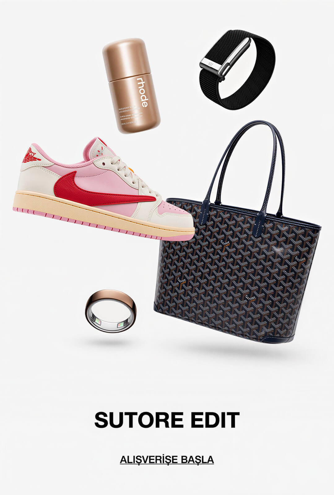 sutore edit – Goyard çanta, Air Jordan x Travis Scott, Rhode ve WHOOP bir arada.