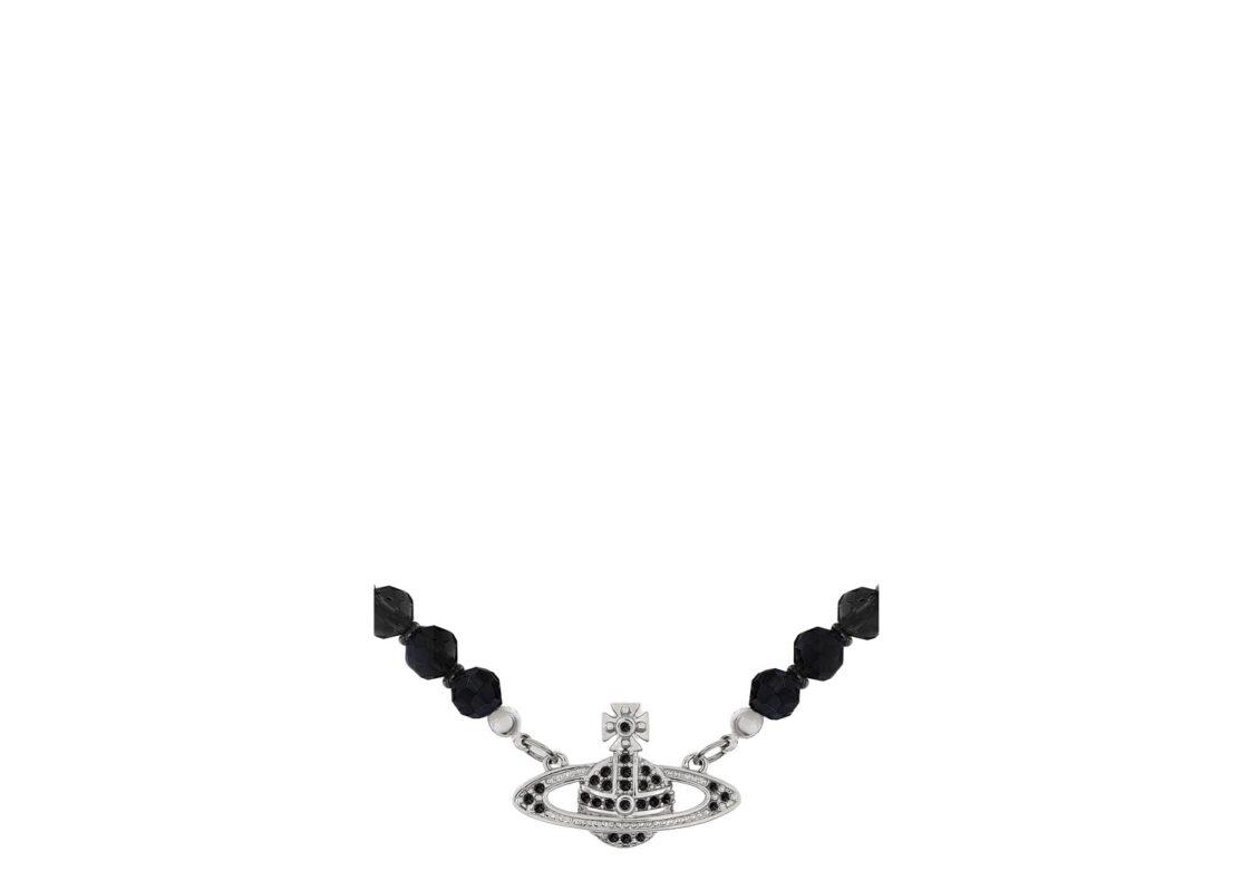 Vivienne Westwood Messaline Choker Platinum Ruthenium Black Agate Jet