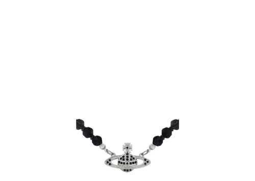 Vivienne Westwood Messaline Choker Platinum Ruthenium Black Agate Jet - platinum / ruthenium / black agate gemstone / jet - 1