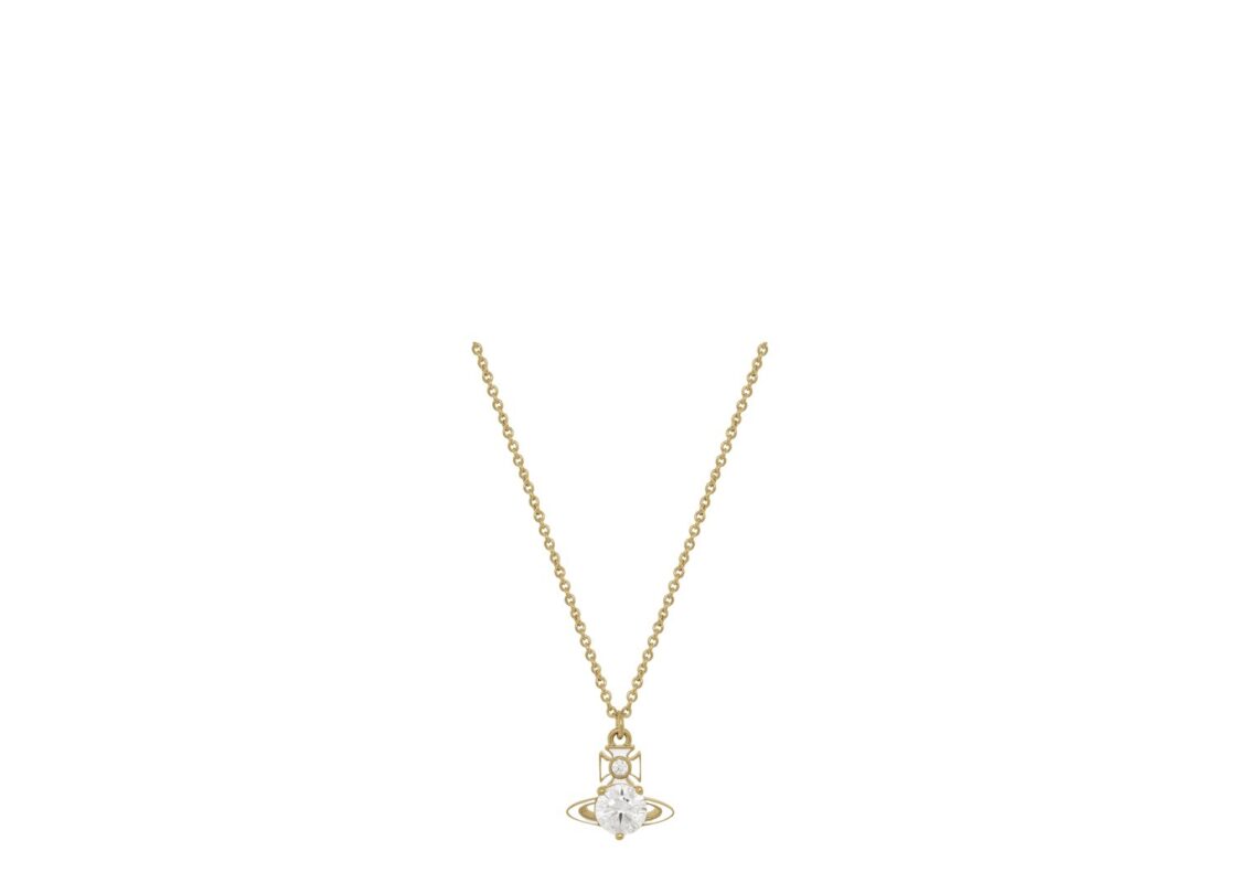 Vivienne Westwood Millie Pendant Necklace Gold White Enamel