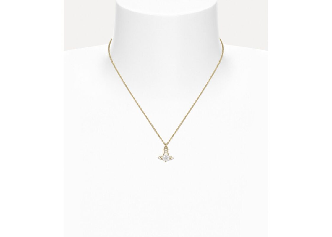 Vivienne Westwood Millie Pendant Necklace Gold White Enamel 2