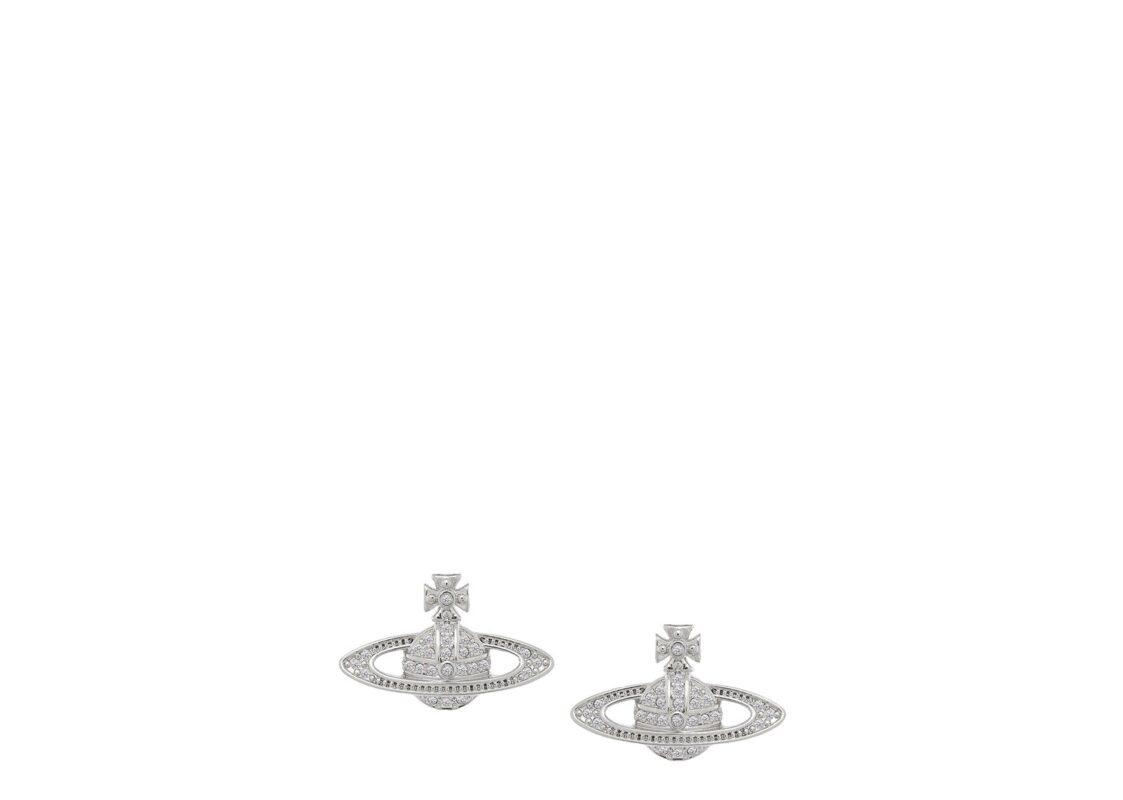 Vivienne Westwood Mini Bas Relief Earrings Platinum Crystal