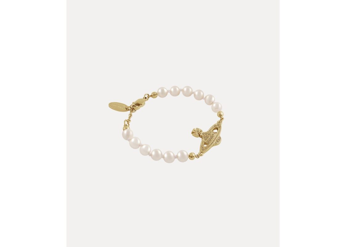 Vivienne Westwood Mini Bas Relief Pearl Bracelet Gold Light Colorado Topaz Pearl 2