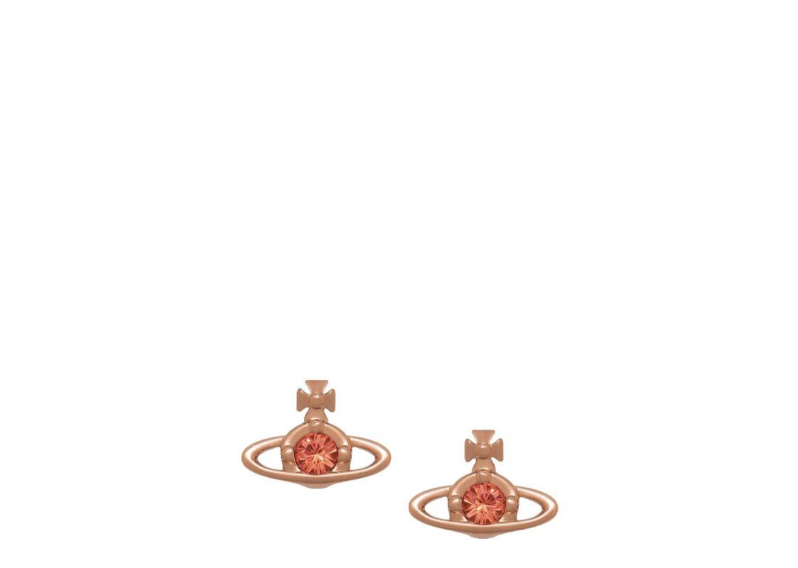 Vivienne Westwood Nano Solitaire Earrings Pink Gold Padparadscha Crystal