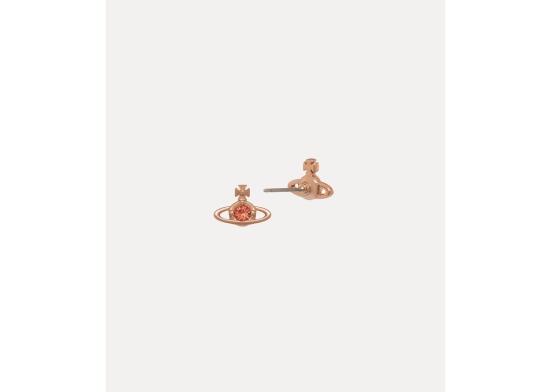 Vivienne Westwood Nano Solitaire Earrings Pink Gold Padparadscha Crystal 2