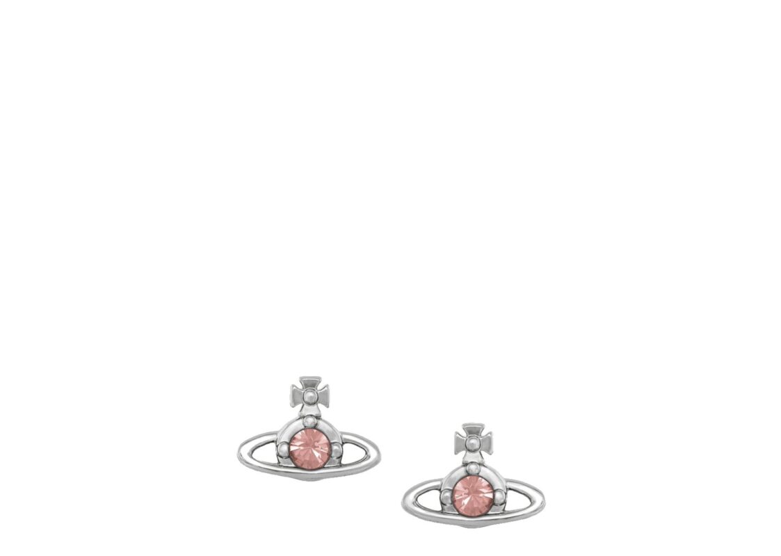 Vivienne Westwood Nano Solitaire Earrings Platinum D. Rose Crystal