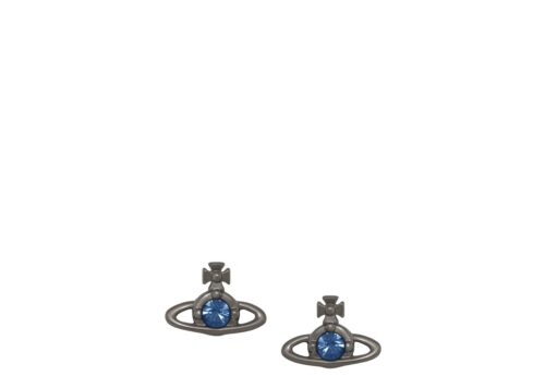 Vivienne Westwood Nano Solitaire Earrings Ruthenium Denim Blue Crystal - RUTHENIUM / DENIM BLUE Crystal - 1