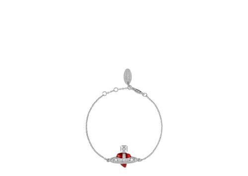 Vivienne Westwood New Diamante Heart Bracelet Platinum Crystal Indian Pink Enamel - platinum / crystal / indian pink enamel - 1