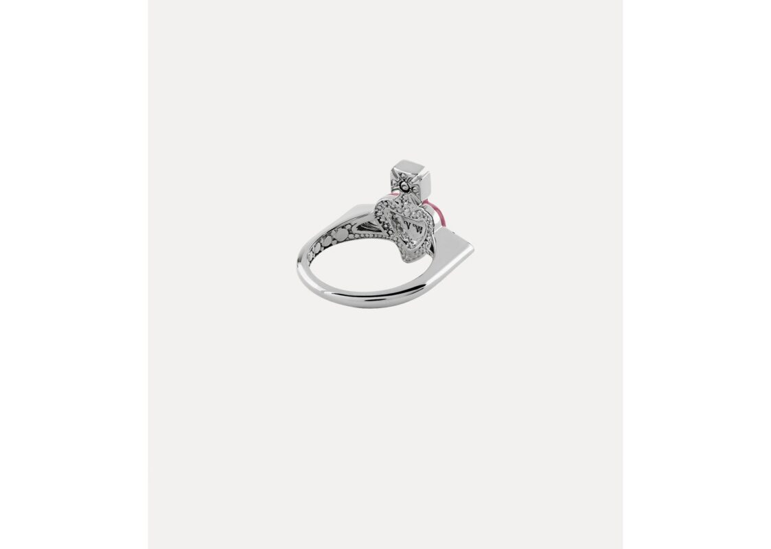 Vivienne Westwood New Diamante Heart Ring Platinum Vintage Rose 3
