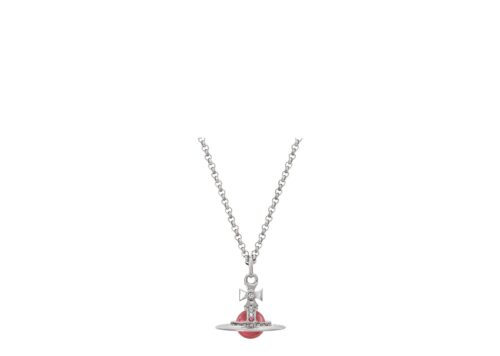 Vivienne Westwood New Tiny Orb Pendant Necklace Platinum Indian Pink CZ - PLATINUM/INDIAN PINK CZ/PADPARADSCHA,LIGHT - 1