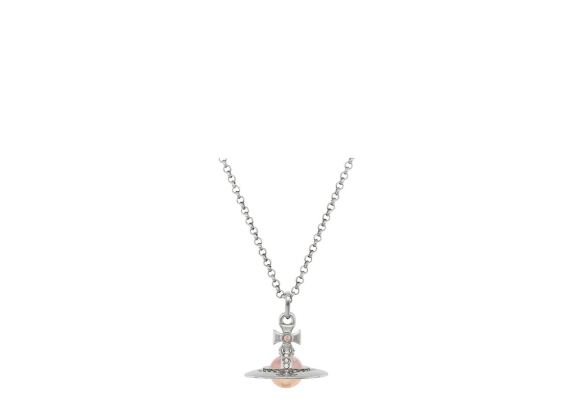 Vivienne Westwood New Tiny Orb Pendant Necklace Platinum Light Peach Light Gold Quartz