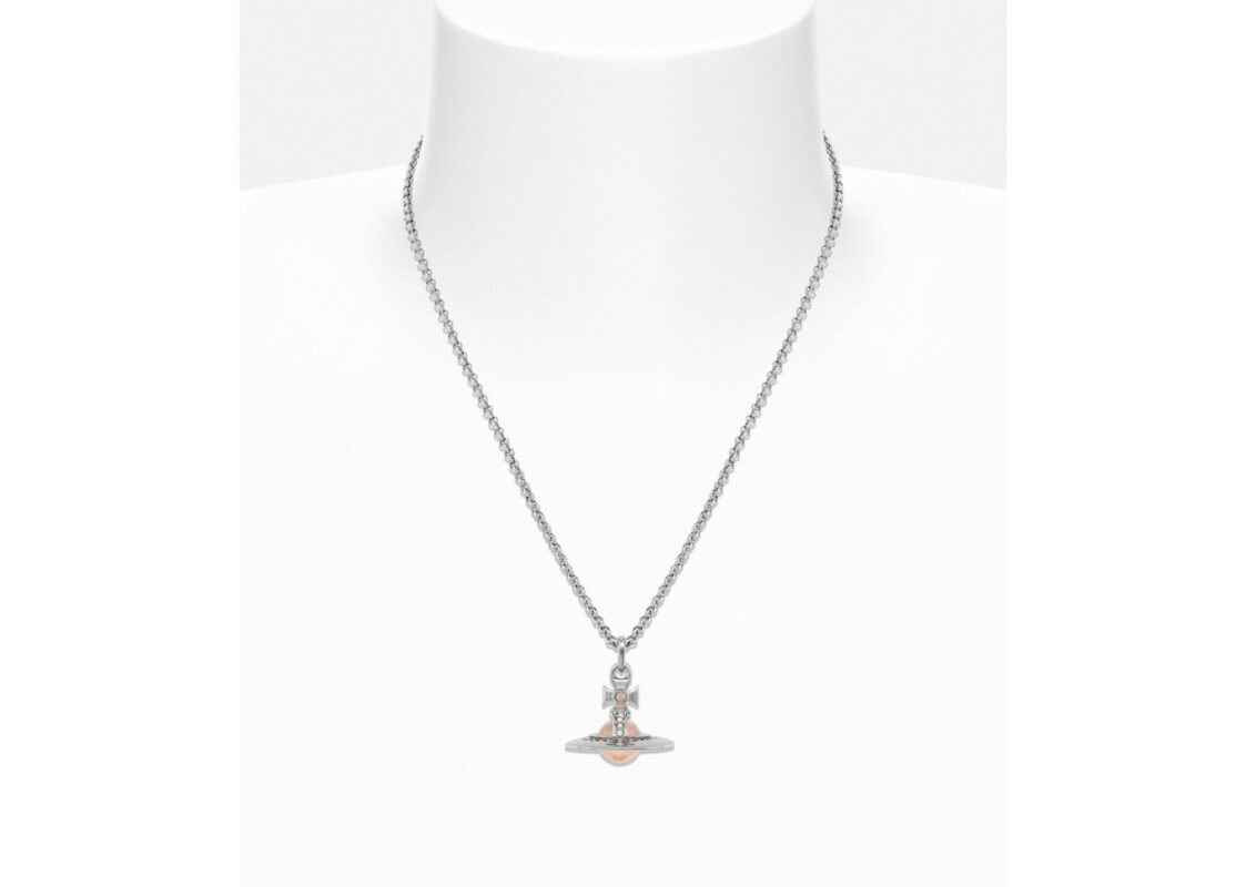 Vivienne Westwood New Tiny Orb Pendant Necklace Platinum Light Peach Light Gold Quartz 2