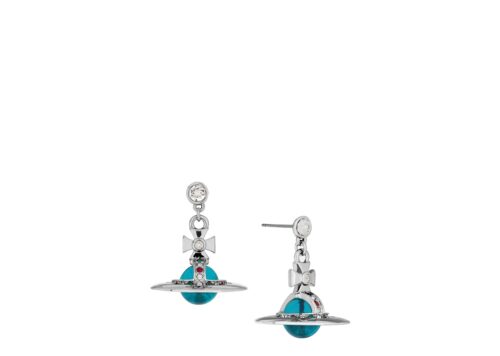 Vivienne Westwood Tiny Orb Earrings Platinum Blue Zircon - PLATINUM/BLUE ZIRCON - 1