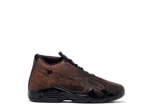 Air Jordan Mowalola x 14 Retro Burnt Red - Black/ Burnt Red /Metallic Gold - 1