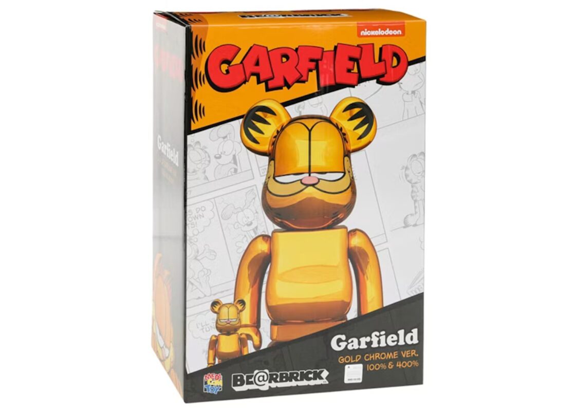 Bearbrick Garfield 100% & 400% Set Gold Chrome Ver. 4