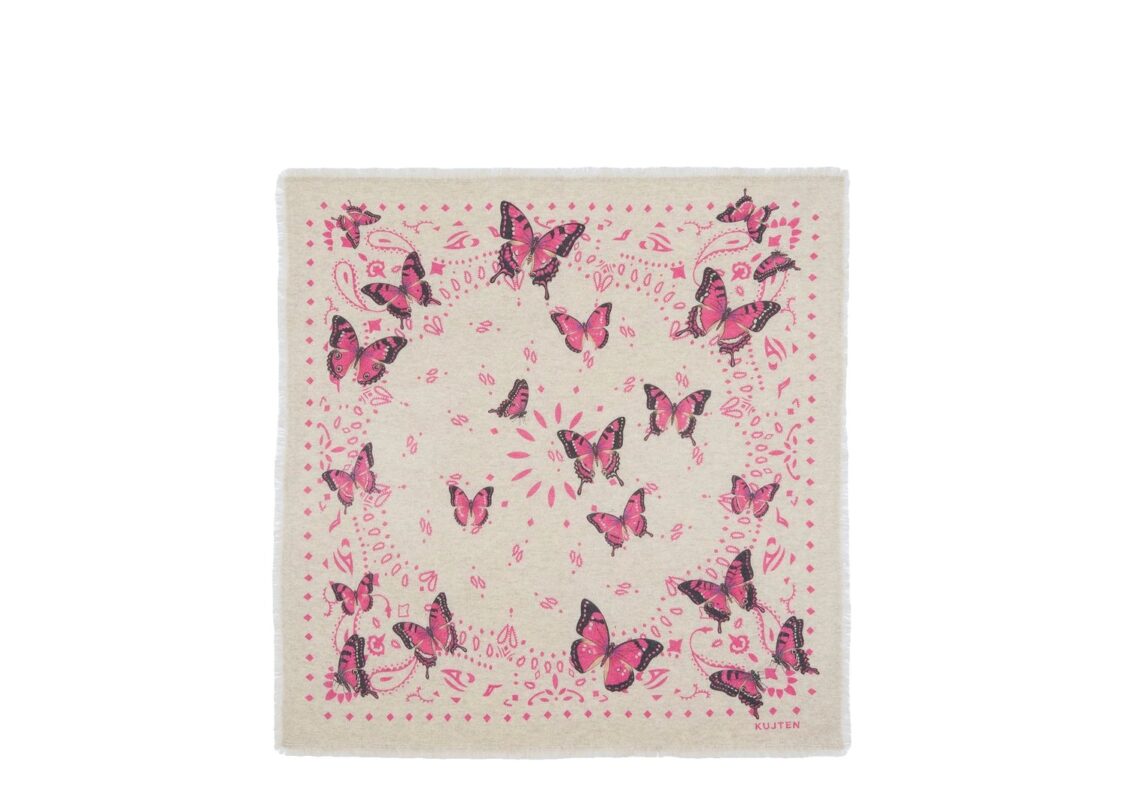 Kujten Large Bandana Hachiko Butterfly Oat White