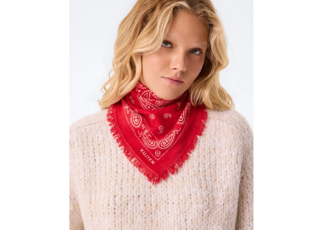 Kujten Small Coral Red Elvis Bandana 2