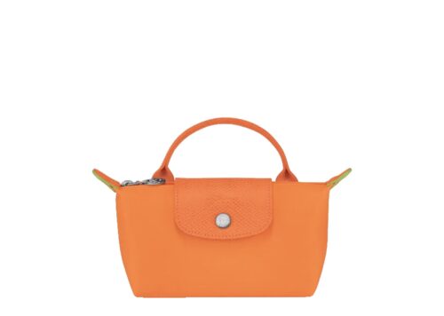 Longchamp Le Pliage Green Canvas Pouch Orange - Orange - 1
