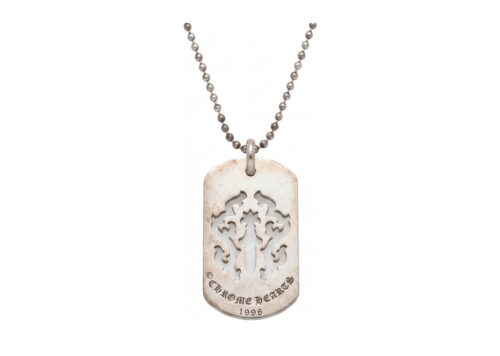 Chrome Hearts Cut Out Cross Dog-Tag Pendant 925 Silver