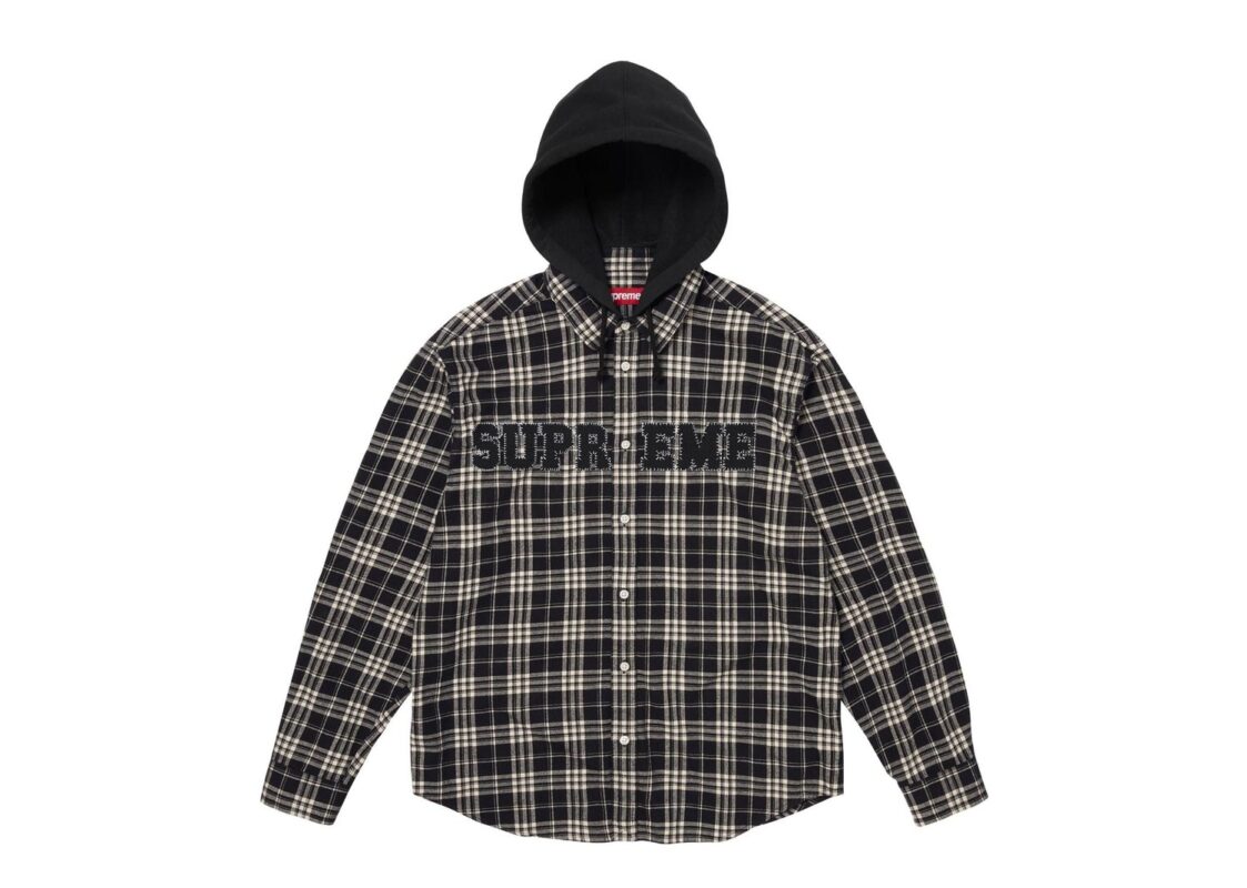 Supreme Appliqué Hooded Flannel Shirt ‘Black’
