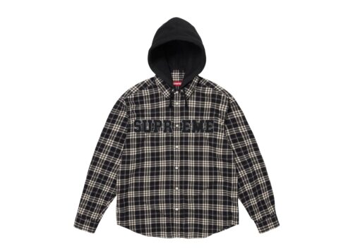 Supreme Appliqué Hooded Flannel Shirt 'Black' - Black - 1